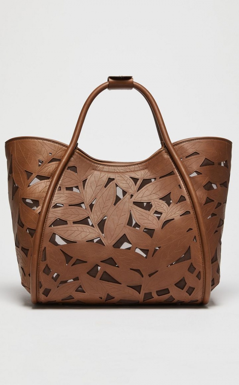 Marine Bag Max Mara In Carved Leather Marrom | MMR594125