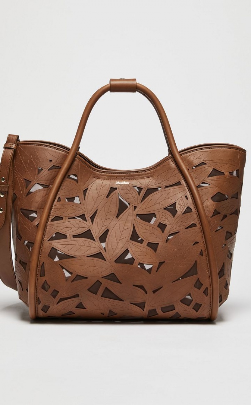 Marine Bag Max Mara In Carved Leather Marrom | MMR594125