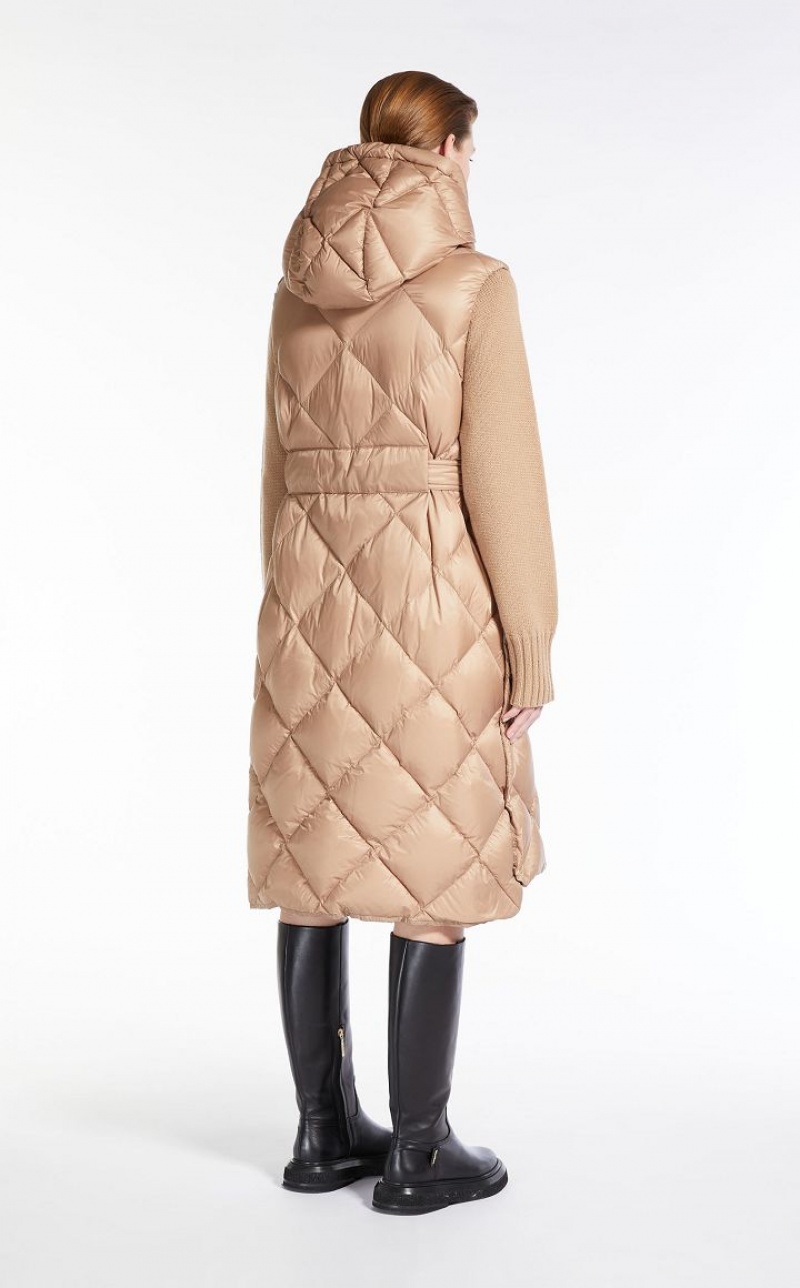 Padded Max Mara Gilet In Quilted Water-resistant Canvas Marrom | MMR593985