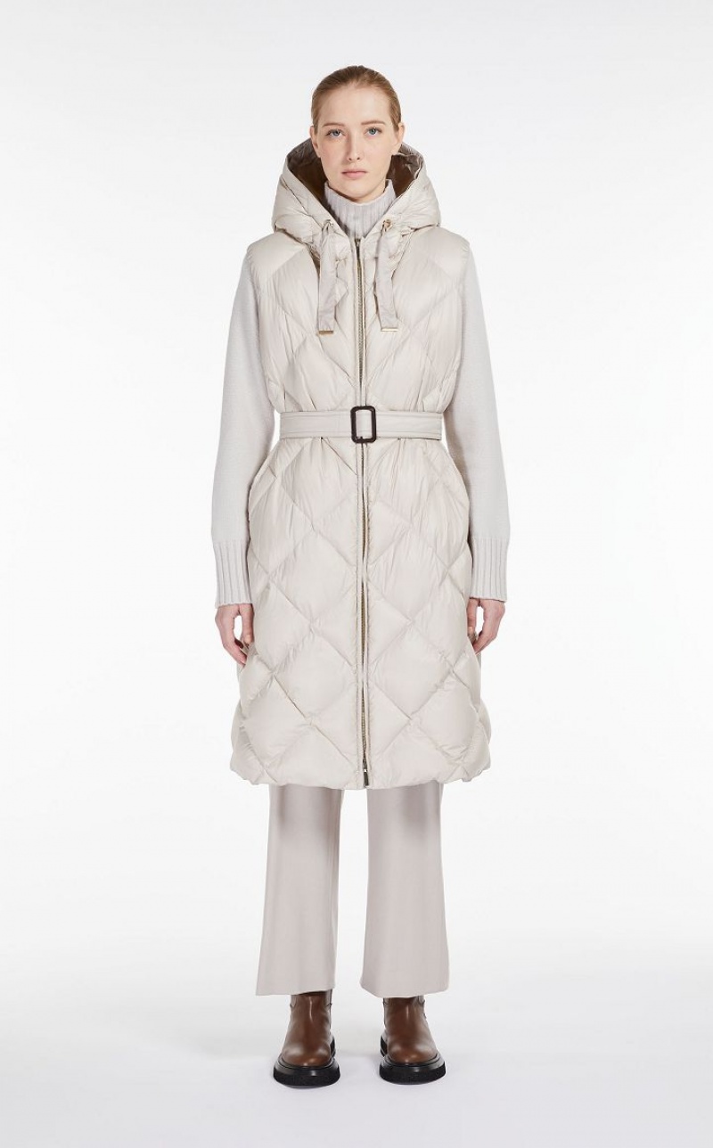 Padded Max Mara Gilet In Quilted Water-resistant Canvas Marrom | MMR593987