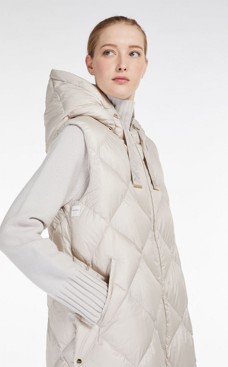 Padded Max Mara Gilet In Quilted Water-resistant Canvas Marrom | MMR593987