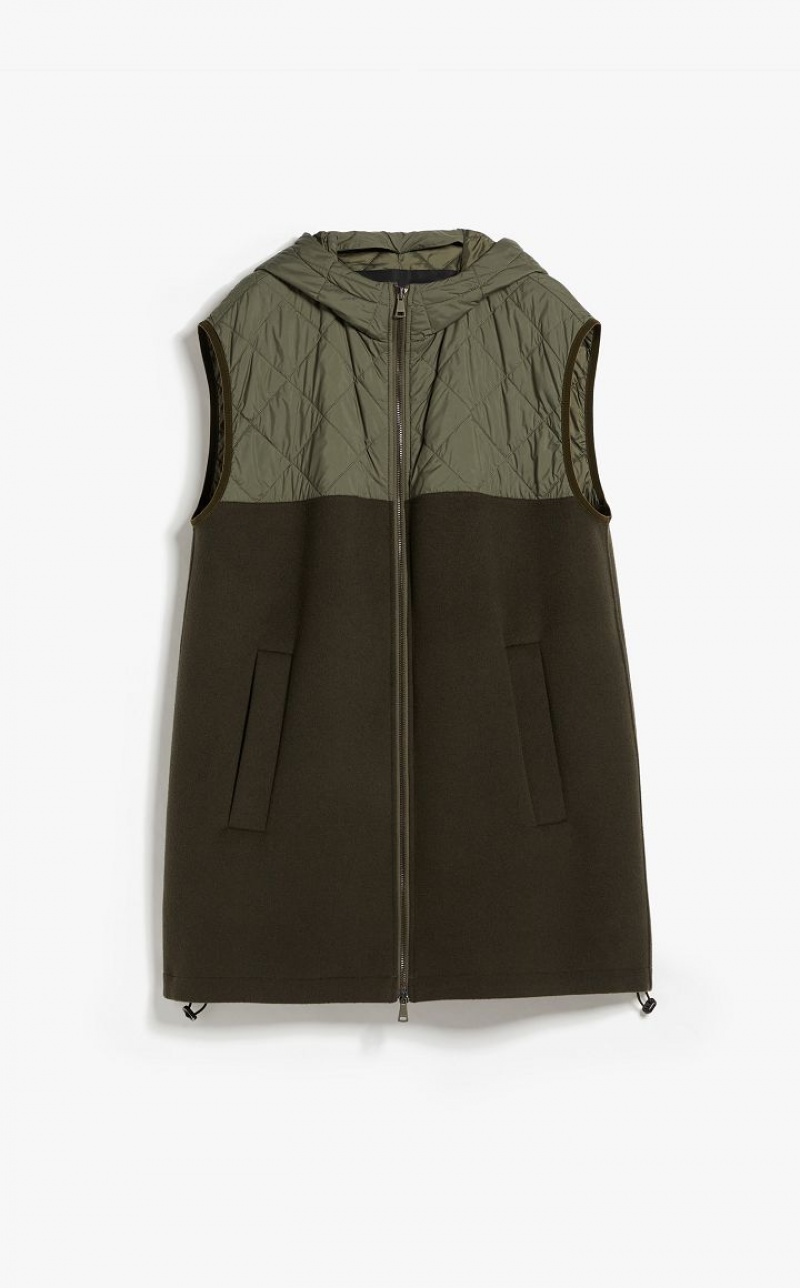 Padded Max Mara Gilet In Technical Fabric And Wool Azul Claro | MMR593988