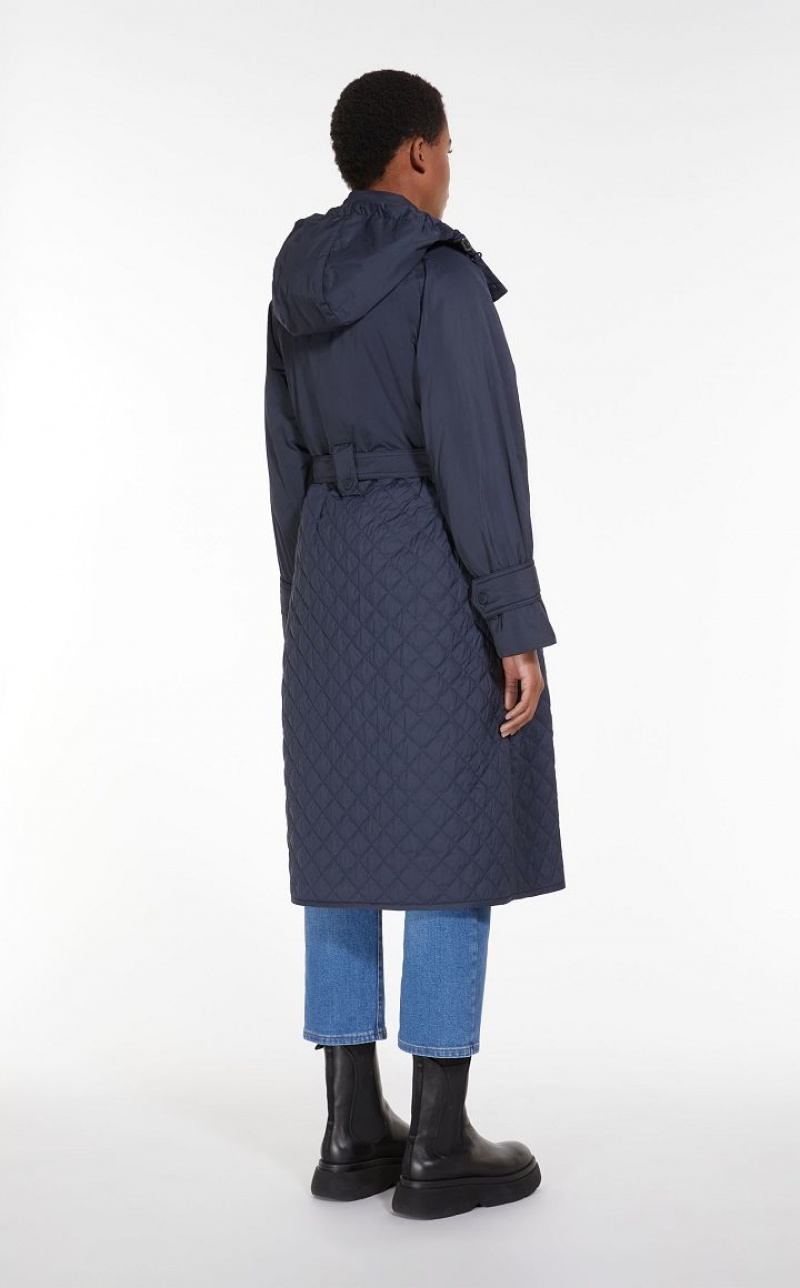 Padded Max Mara Padded Coat In Showerproof Fabric Azul Marinho | MMR593967