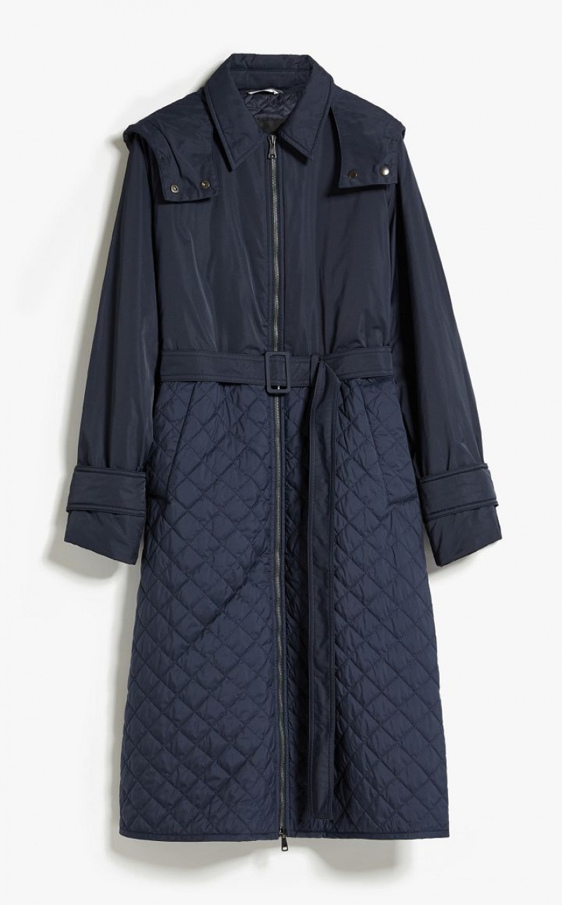 Padded Max Mara Padded Coat In Showerproof Fabric Azul Marinho | MMR593967