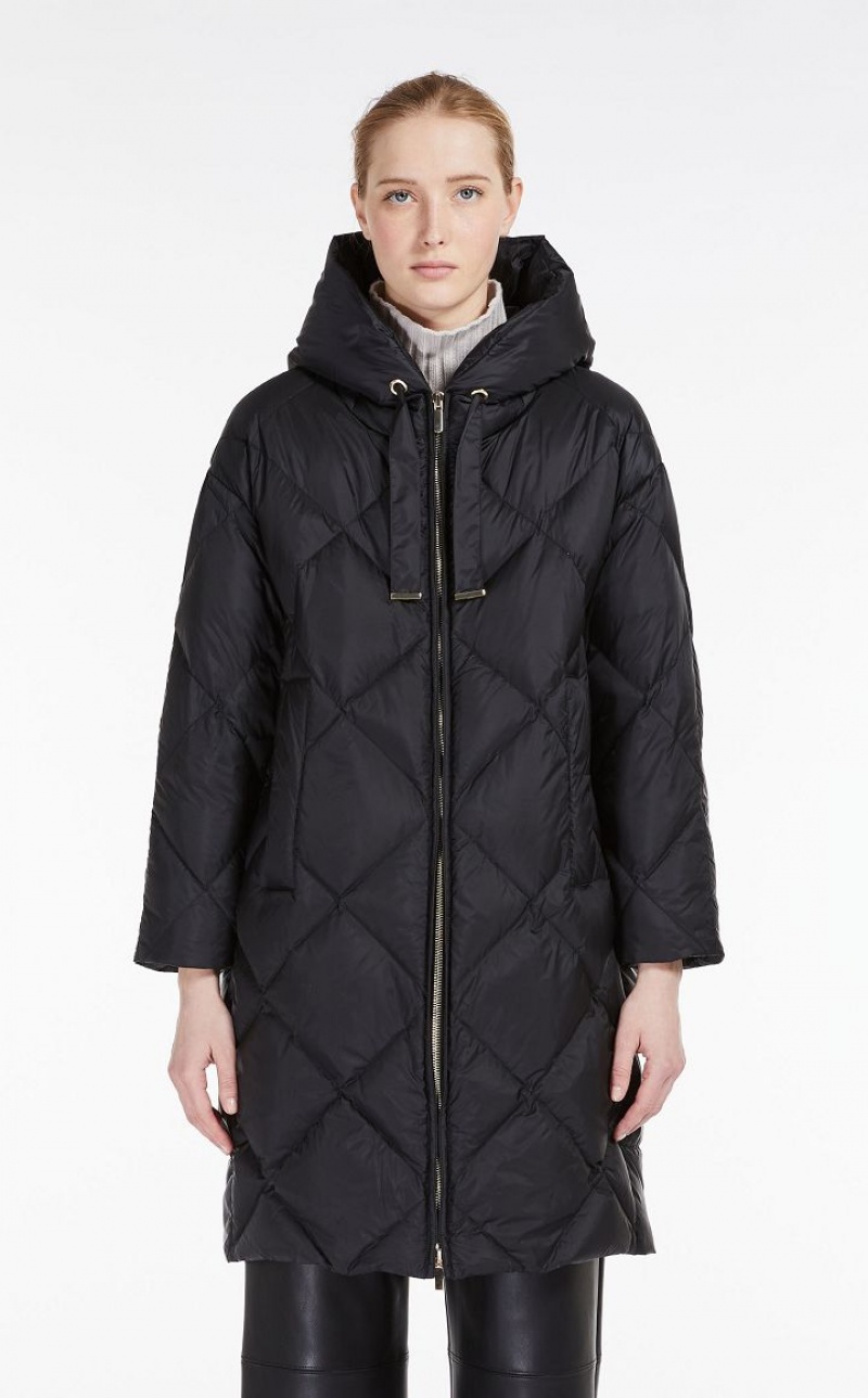 Padded Max Mara Parka In Quilted Water-resistant Canvas Pretas | MMR593999