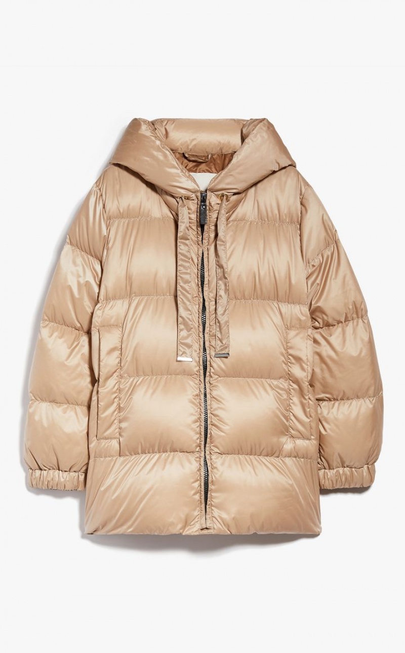 Padded Max Mara Quilted Down Jacket In Water-resistant Canvas Bege | MMR593986