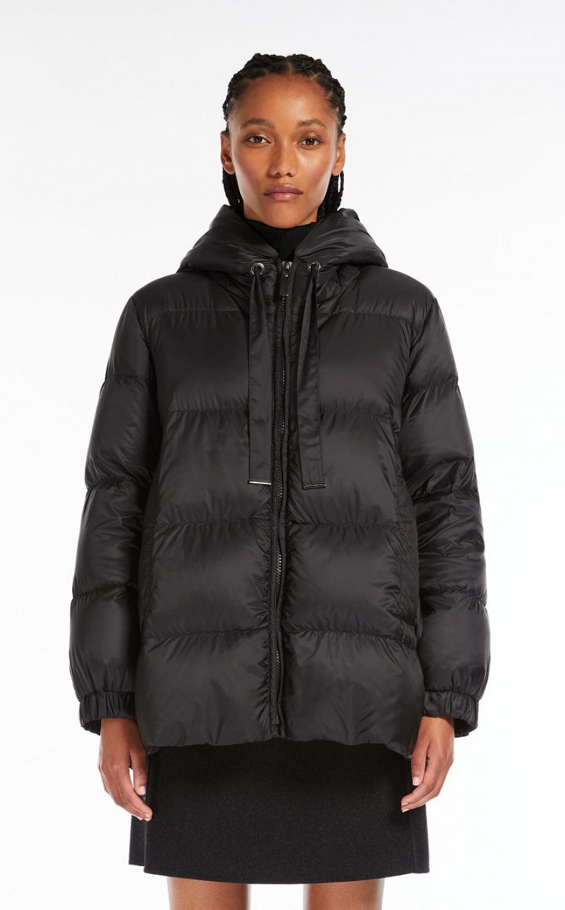 Padded Max Mara Quilted Down Jacket In Water-resistant Canvas Pretas | MMR594000