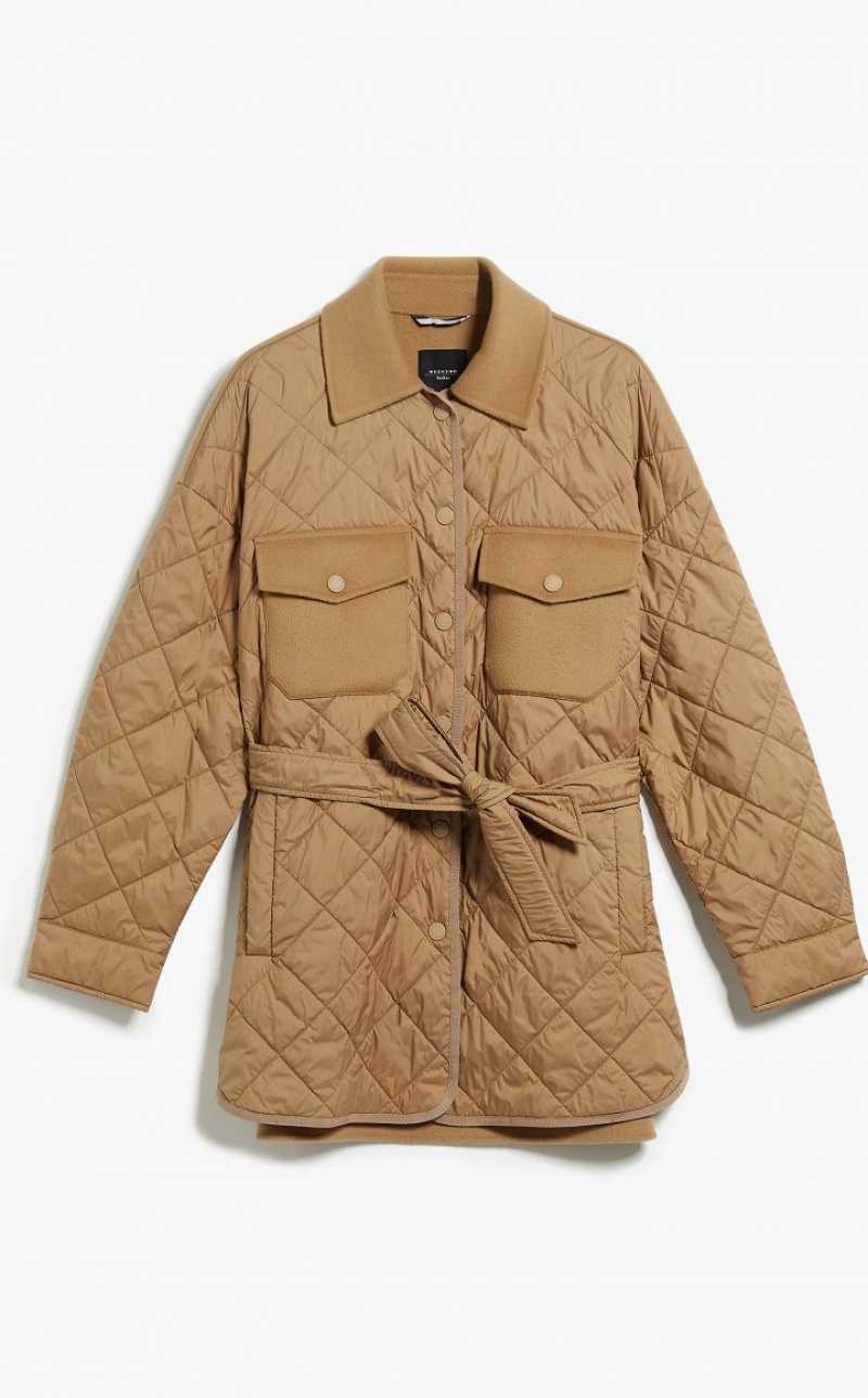 Padded Max Mara Quilted Jacket In Technical Fabric And Wool Marrom | MMR594007