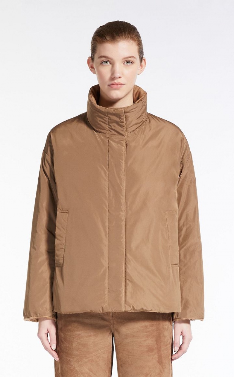 Padded Max Mara Reversible Camel Down Jacket Marrom | MMR593966