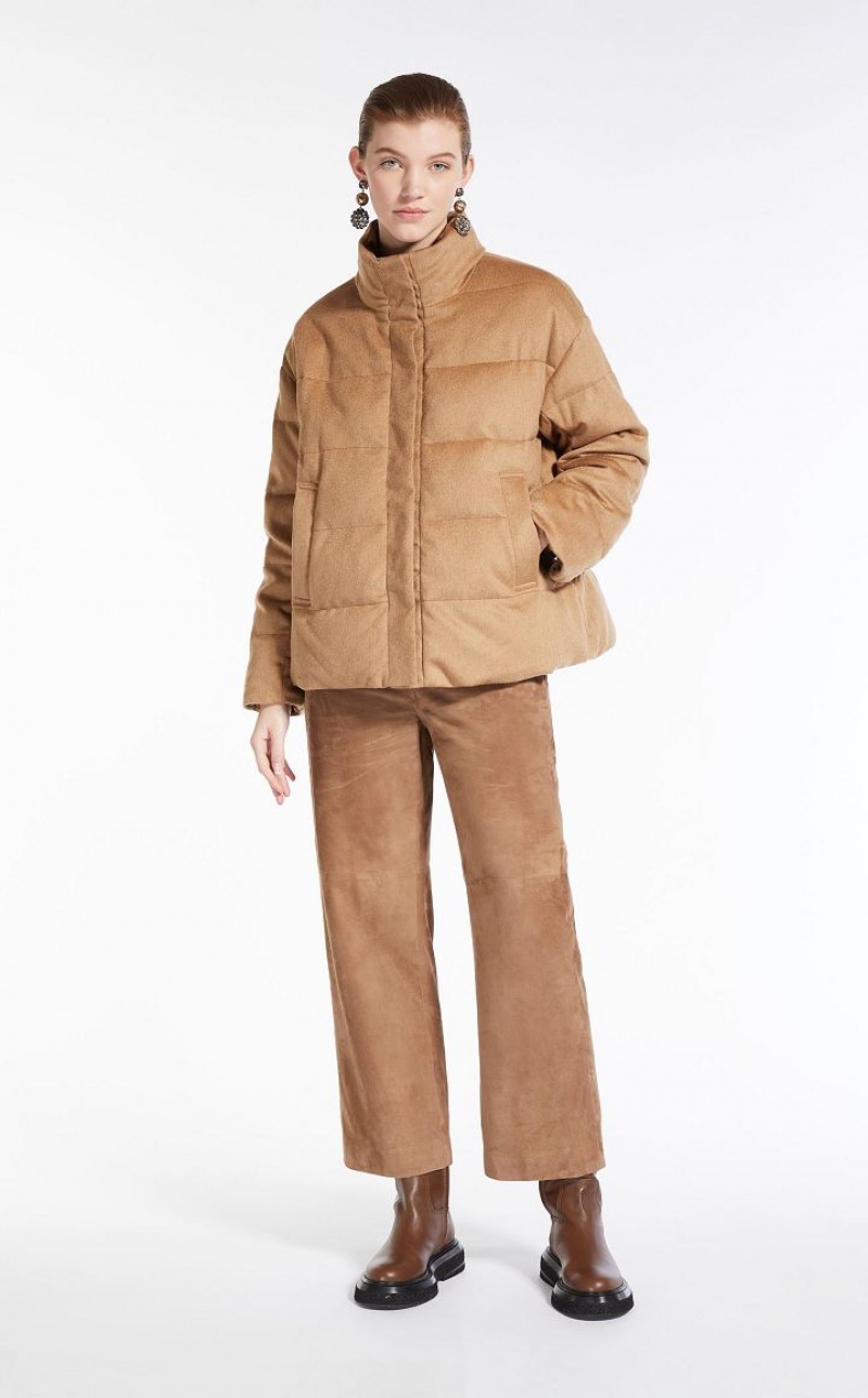 Padded Max Mara Reversible Camel Down Jacket Marrom | MMR593966