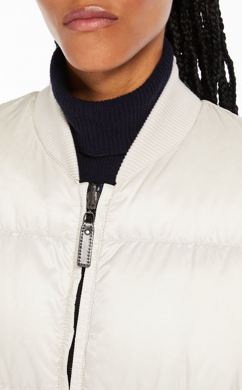 Padded Max Mara Reversible Water-repellent Canvas Bomber Jacket Branco | MMR593979