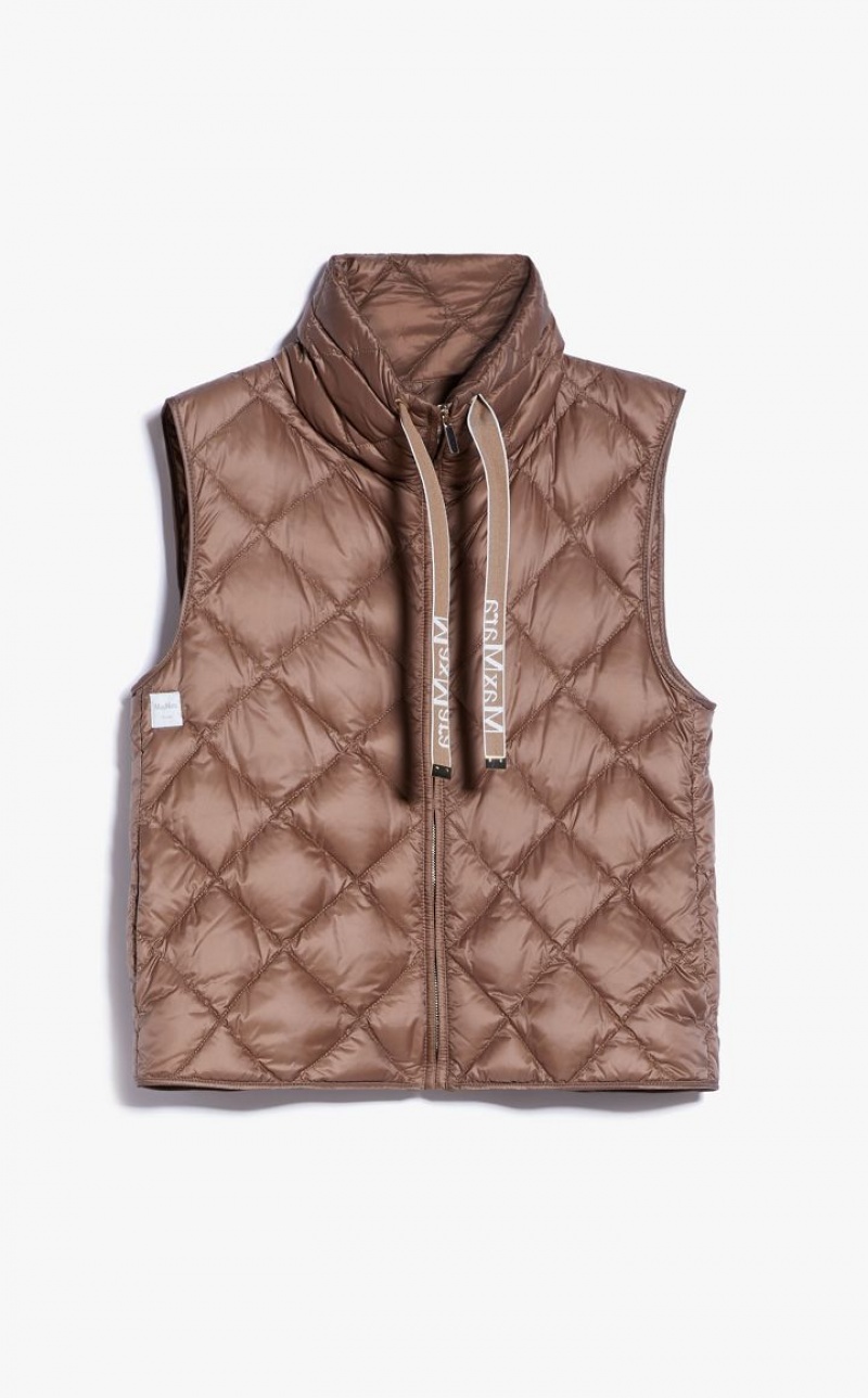 Padded Max Mara Short Gilet In Water-resistant Canvas Marrom | MMR593969