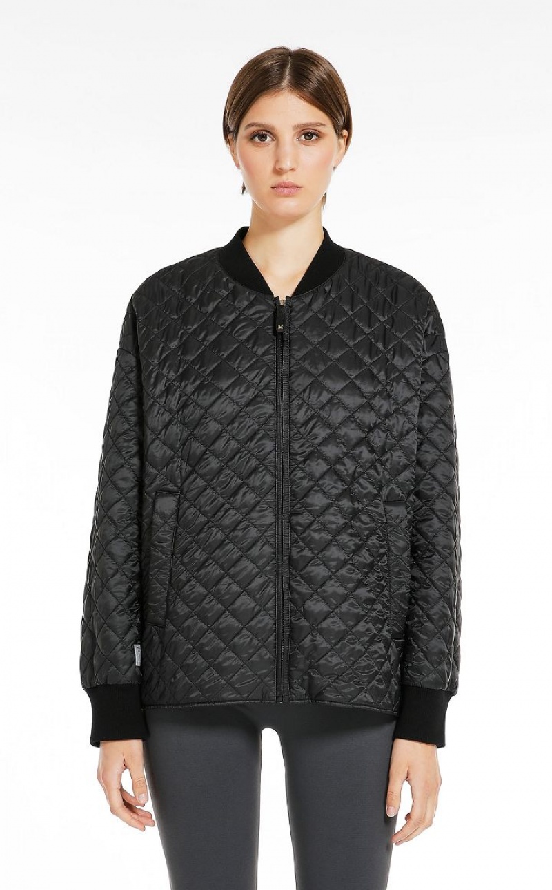 Padded Max Mara Water-repellent Canvas Bomber Jacket Pretas | MMR594004