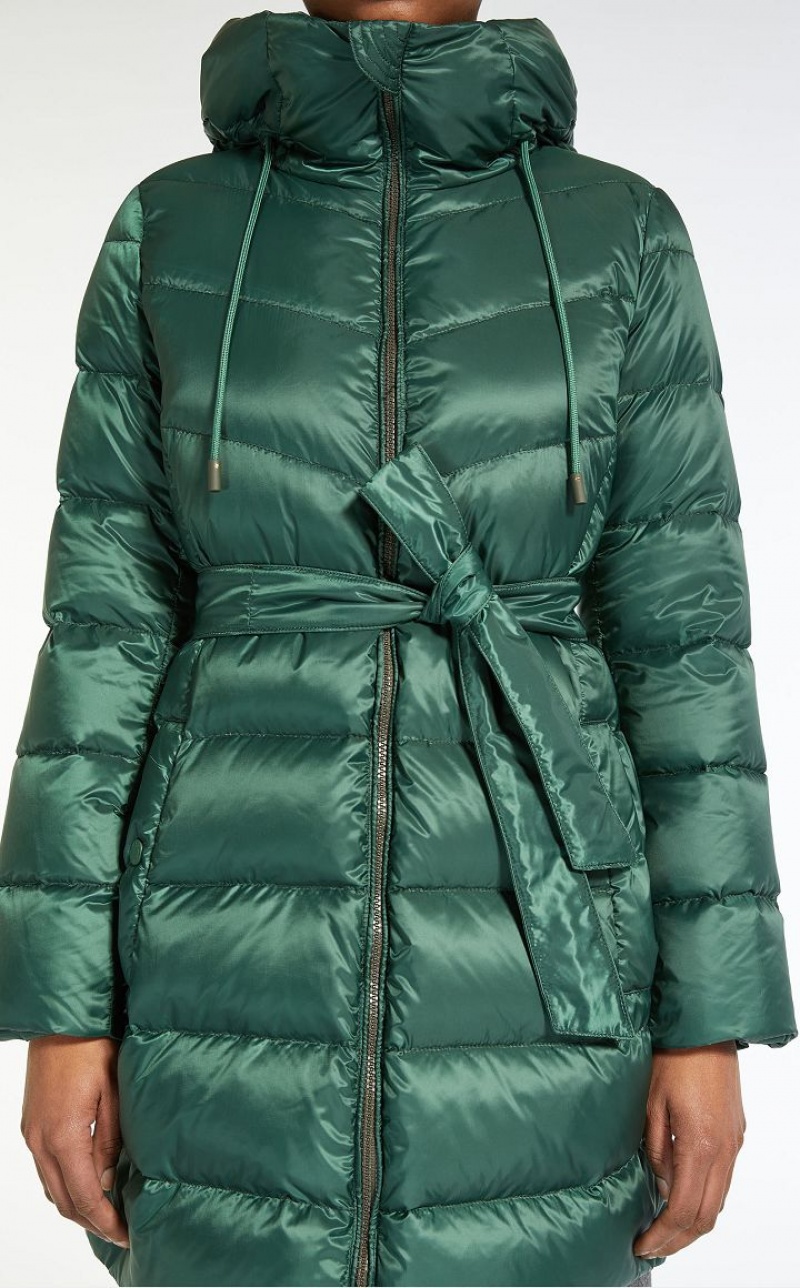 Padded Max Mara Water-repellent Canvas Down Jacket Verdes Escuro | MMR593976