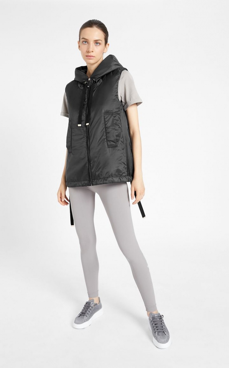 Padded Max Mara Water-resistant Technical Canvas Gilet Pretas | MMR594003