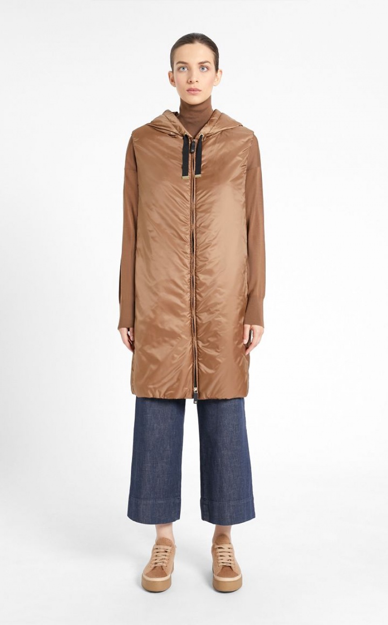 Padded Max Mara Water-resistant Technical Canvas Gilet Cafes | MMR594006