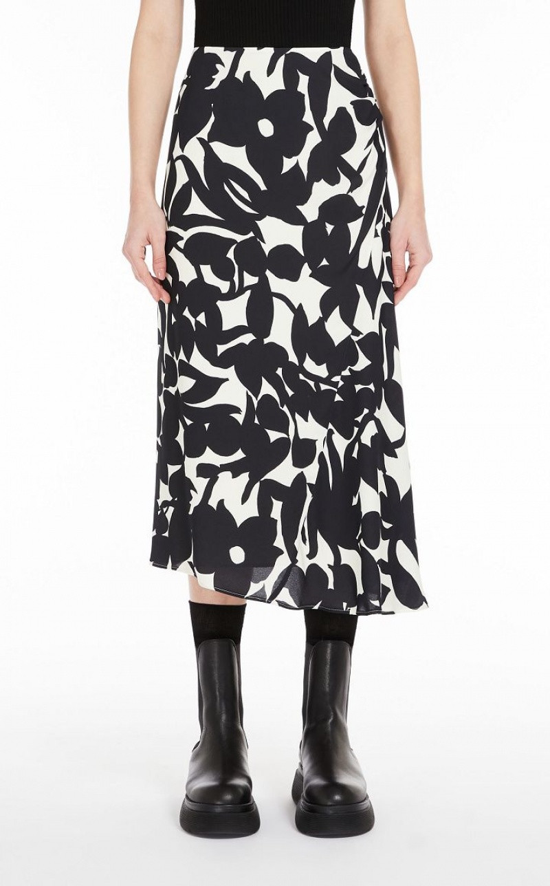 Saias Max Mara Asymmetrical In Printed Viscose Pretas | MMR593685