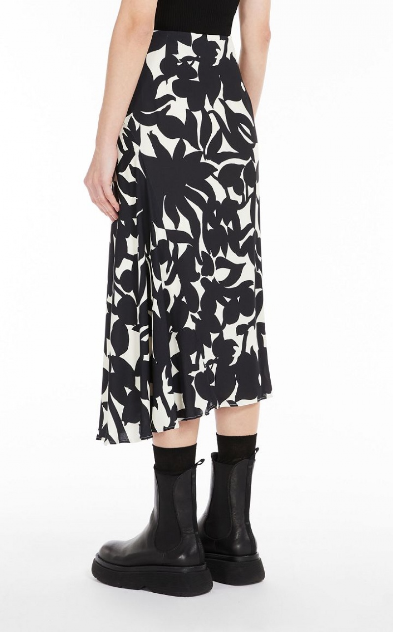 Saias Max Mara Asymmetrical In Printed Viscose Pretas | MMR593685