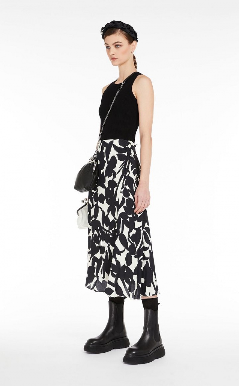 Saias Max Mara Asymmetrical In Printed Viscose Pretas | MMR593685