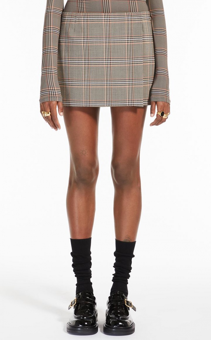 Saias Max Mara Glen Plaid Mini Marrom | MMR593682