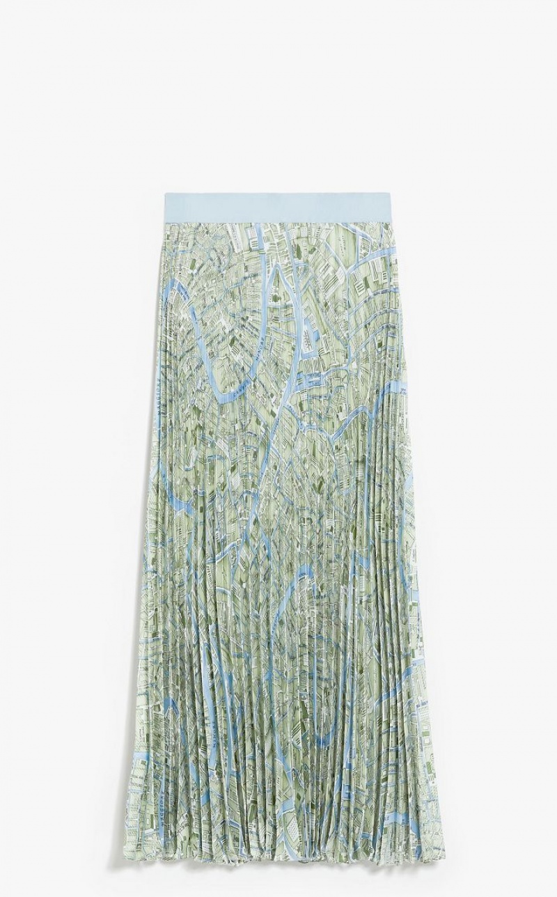 Saias Max Mara Pleated In Printed Twill Verdes | MMR593715