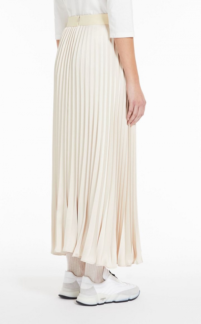 Saias Max Mara Pleated Satin Branco | MMR593733