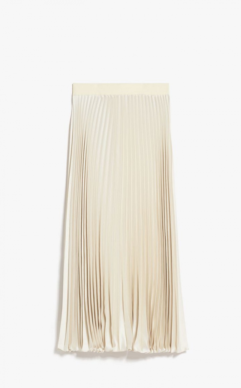 Saias Max Mara Pleated Satin Branco | MMR593733