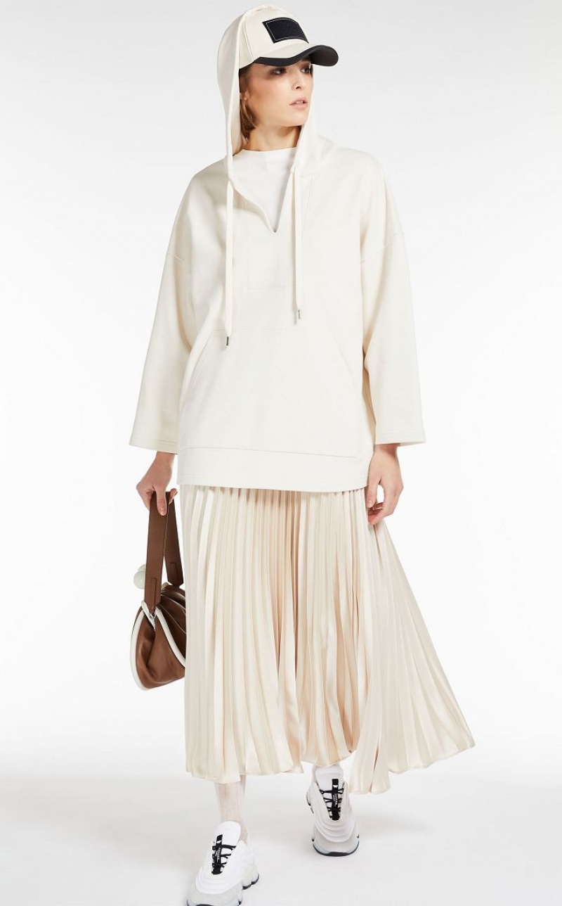 Saias Max Mara Pleated Satin Branco | MMR593733