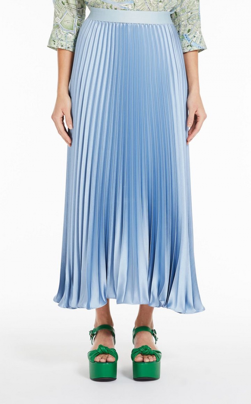 Saias Max Mara Pleated Satin Luz Azuis | MMR593728