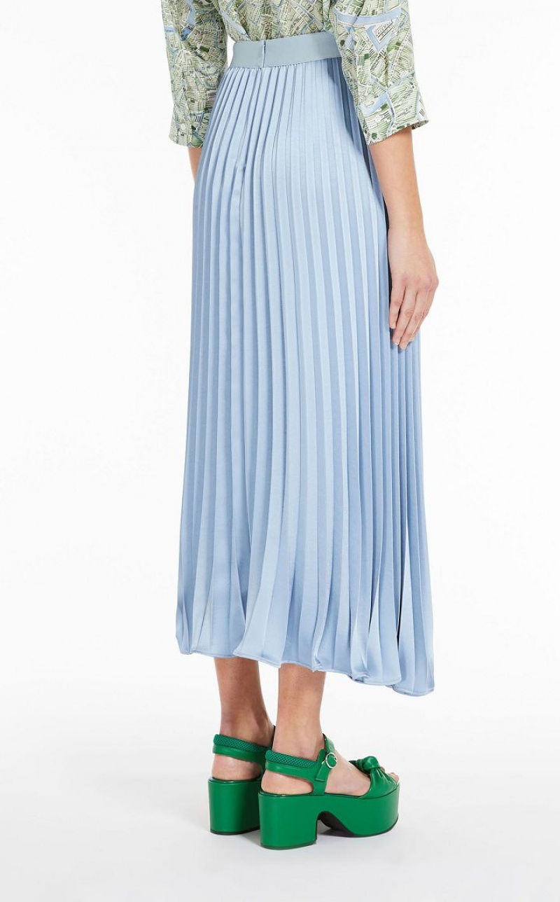 Saias Max Mara Pleated Satin Luz Azuis | MMR593728