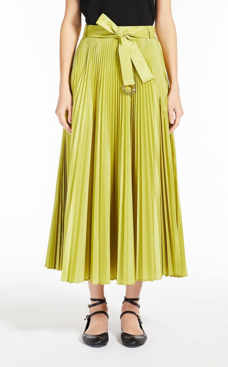 Saias Max Mara Pleated Silk Blend Limão | MMR593724