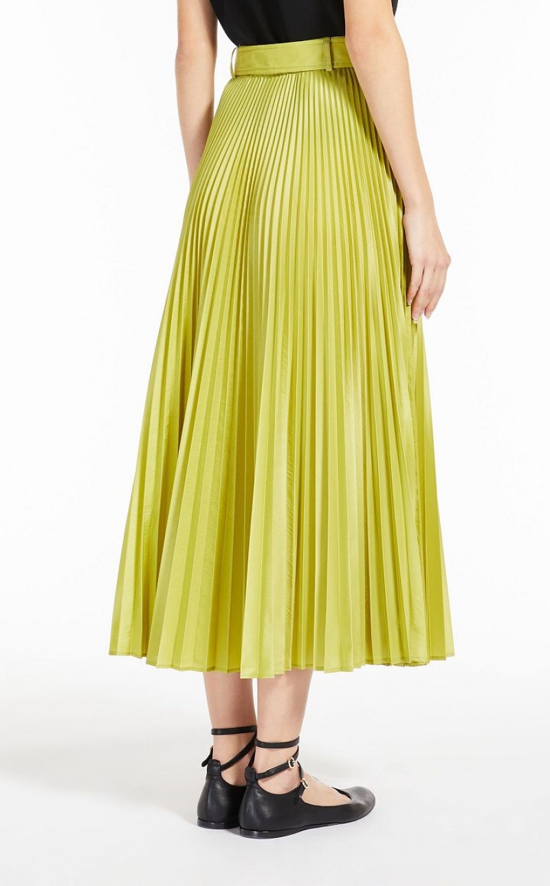 Saias Max Mara Pleated Silk Blend Limão | MMR593724