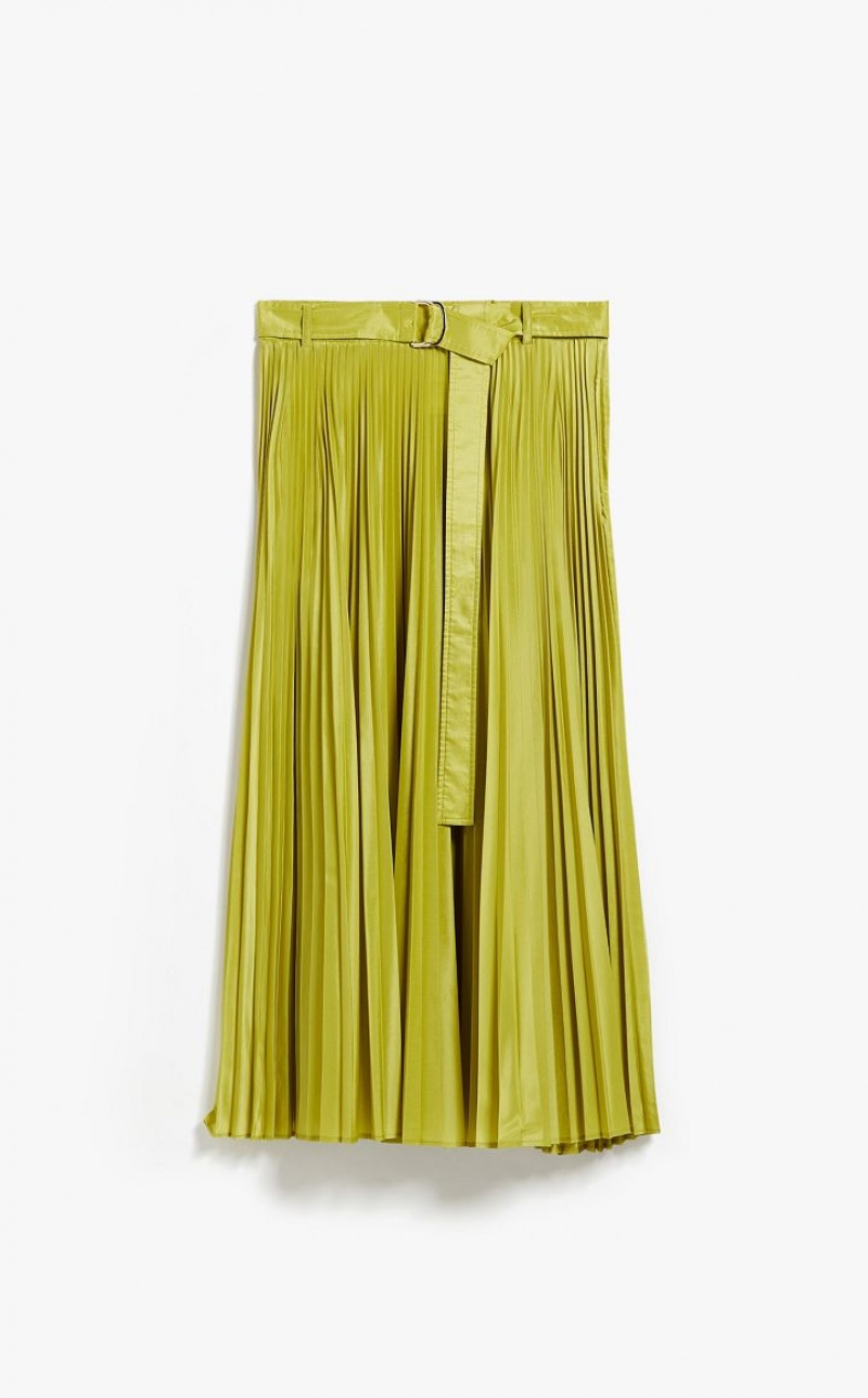 Saias Max Mara Pleated Silk Blend Limão | MMR593724