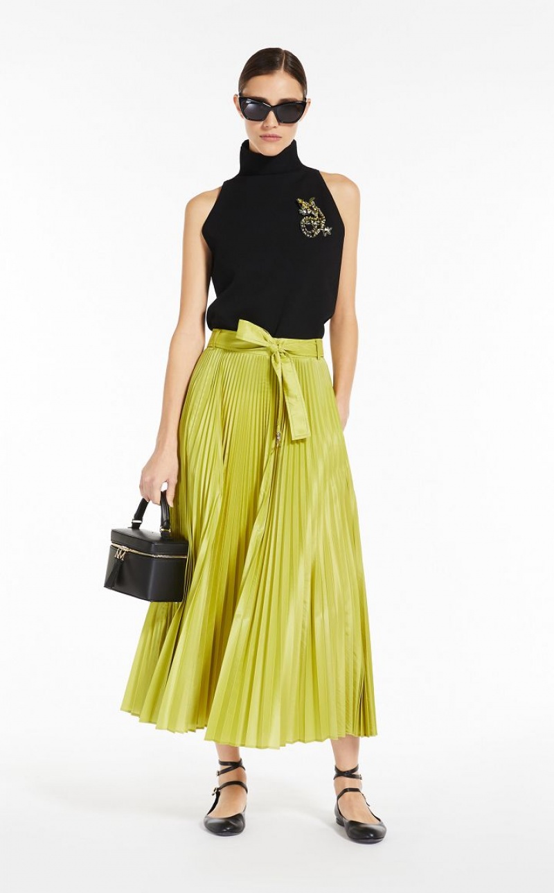 Saias Max Mara Pleated Silk Blend Limão | MMR593724