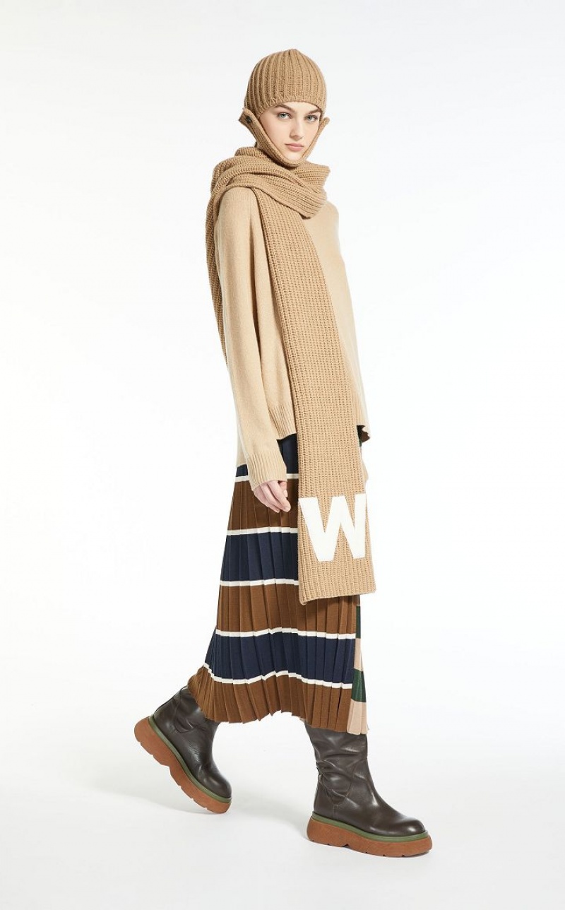 Saias Max Mara Wool Yarn Bege | MMR593690