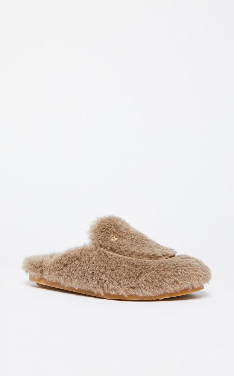 Sapatos Rasos Max Mara Teddy Mules Marrom | MMR594218