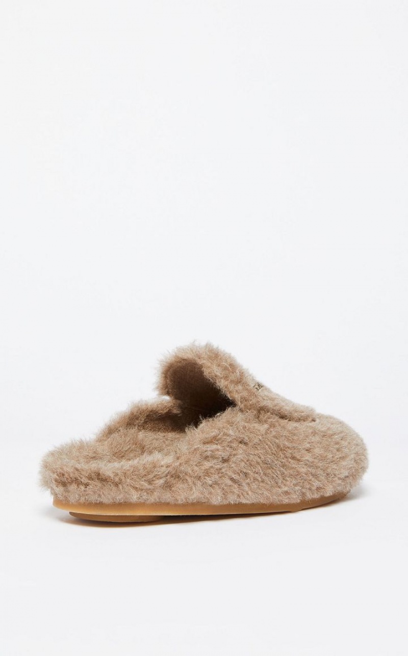 Sapatos Rasos Max Mara Teddy Mules Marrom | MMR594218