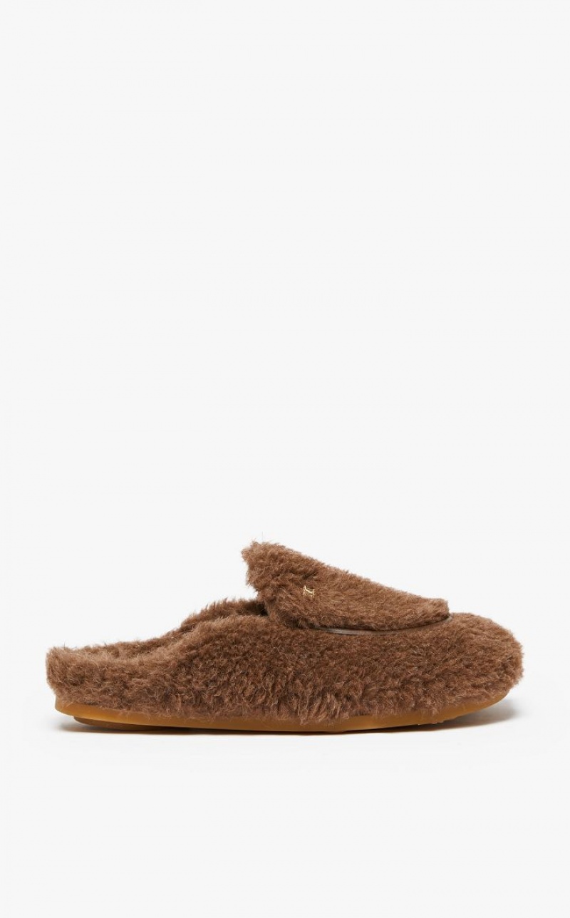 Sapatos Rasos Max Mara Teddy Mules Marrom | MMR594219