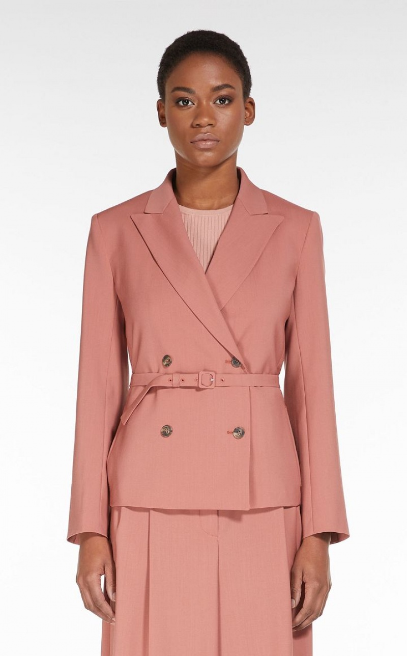 Suit Max Mara Double-breasted In Wool Fabric Rosa | MMR593497