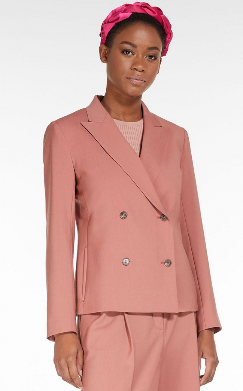 Suit Max Mara Double-breasted In Wool Fabric Rosa | MMR593497