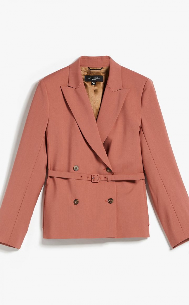 Suit Max Mara Double-breasted In Wool Fabric Rosa | MMR593497