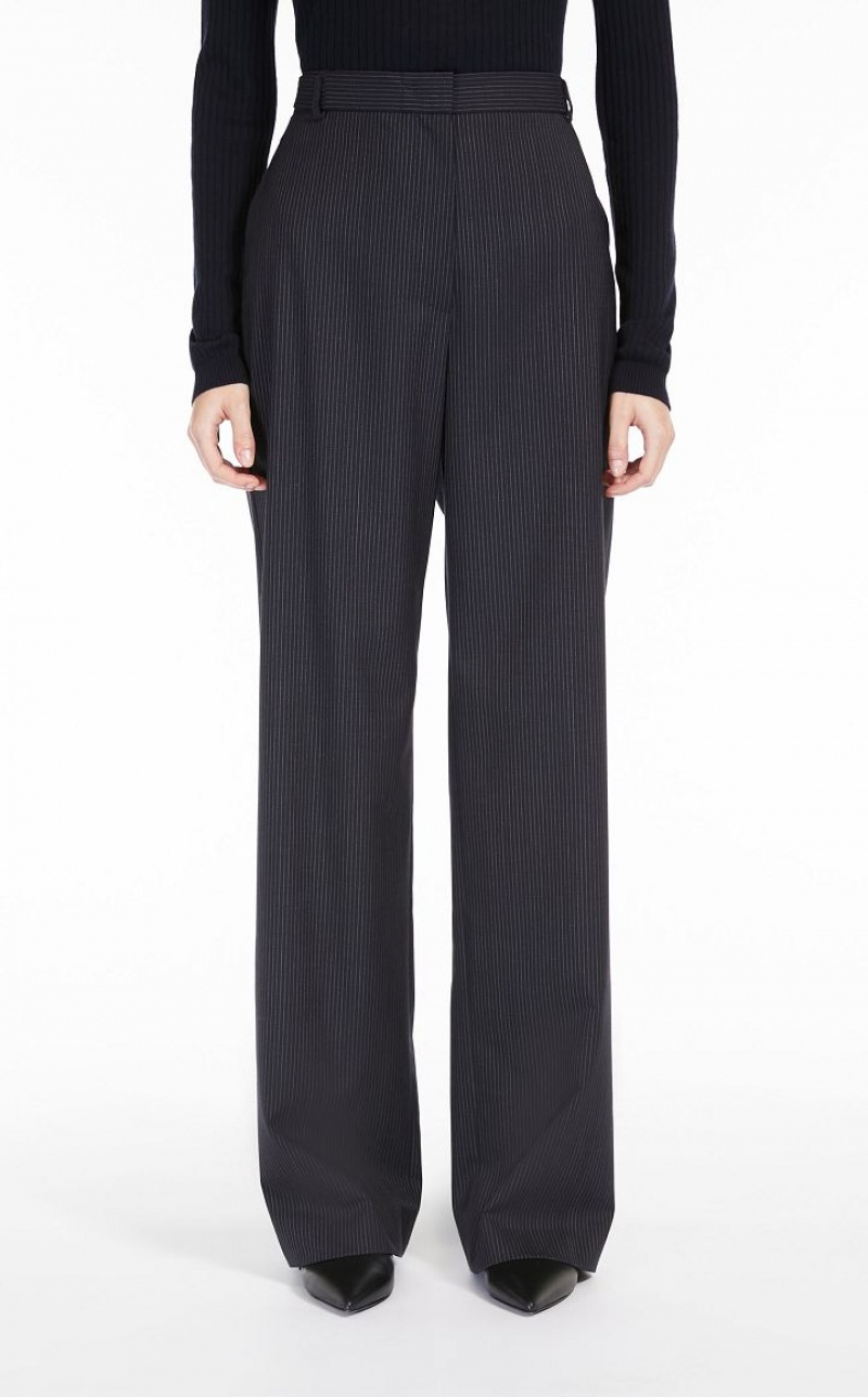 Suit Max Mara Fluid-fit Pinstripe Gabardine Azul Marinho | MMR593478