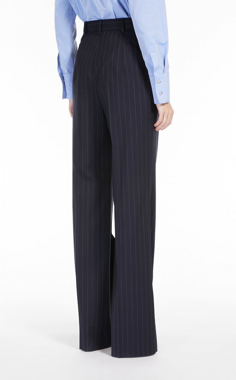 Suit Max Mara Long Pinstripe Gabardine Azul Marinho | MMR593506