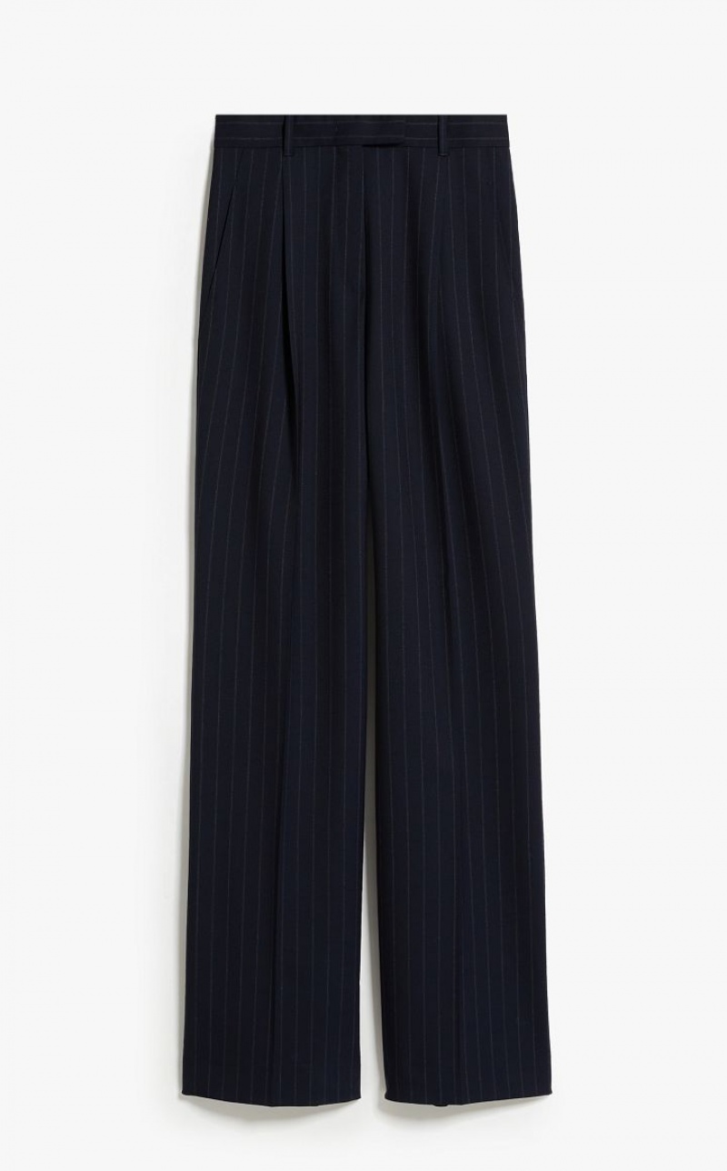 Suit Max Mara Long Pinstripe Gabardine Azul Marinho | MMR593506