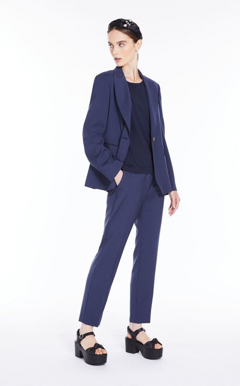 Suit Max Mara Wool Cigarette-cut Azul Marinho | MMR593539