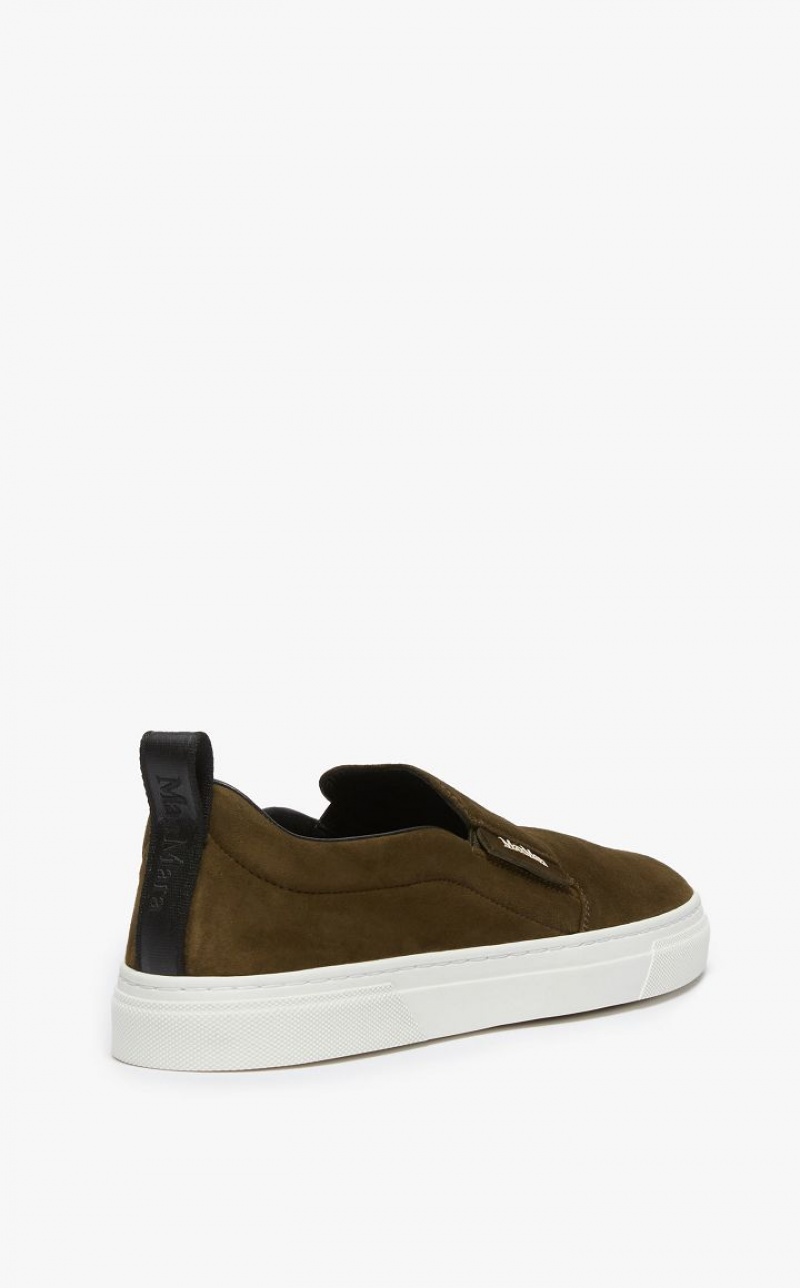 Tenis Max Mara Suede Slip-ons Verdes Escuro | MMR594207