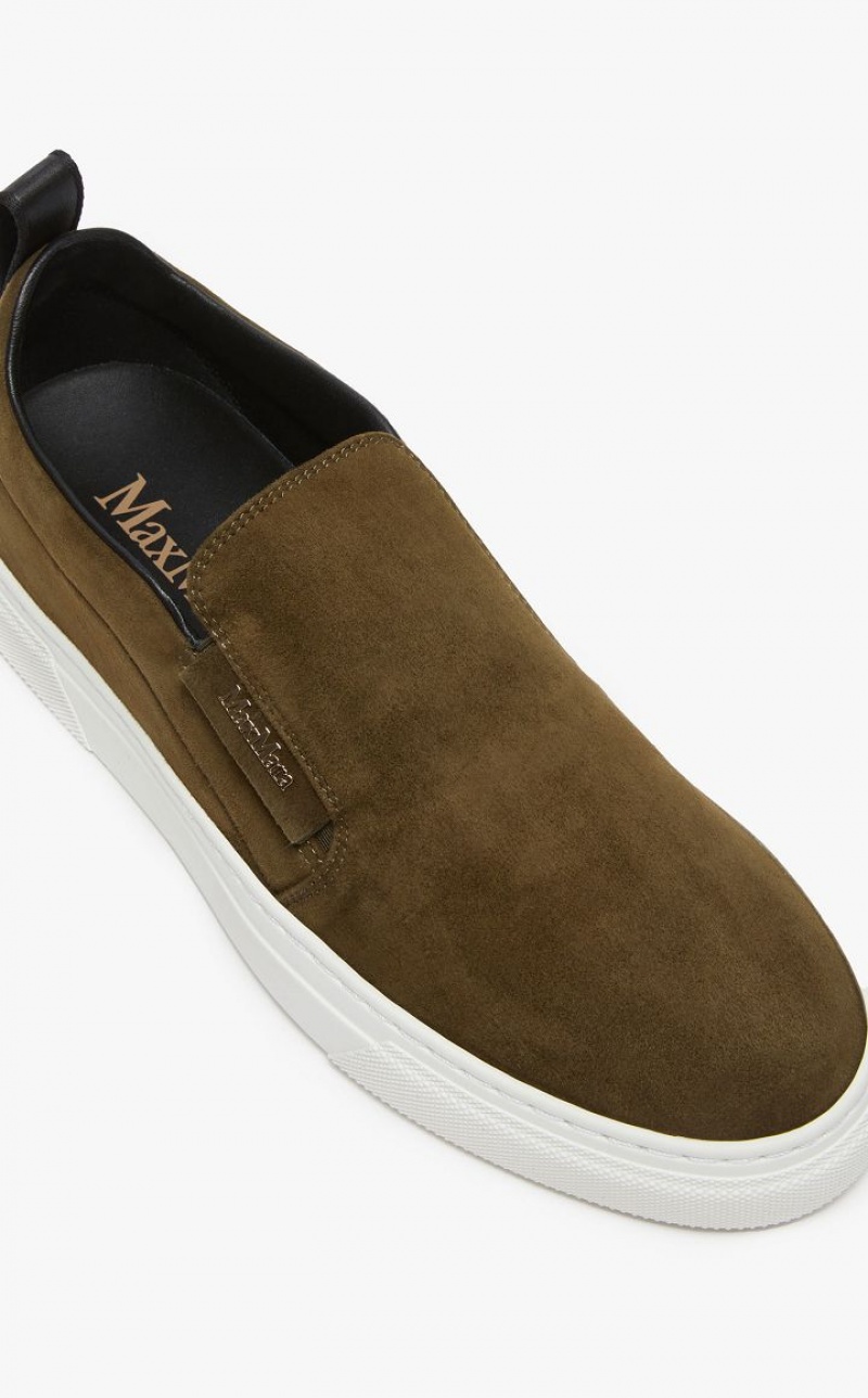 Tenis Max Mara Suede Slip-ons Verdes Escuro | MMR594207