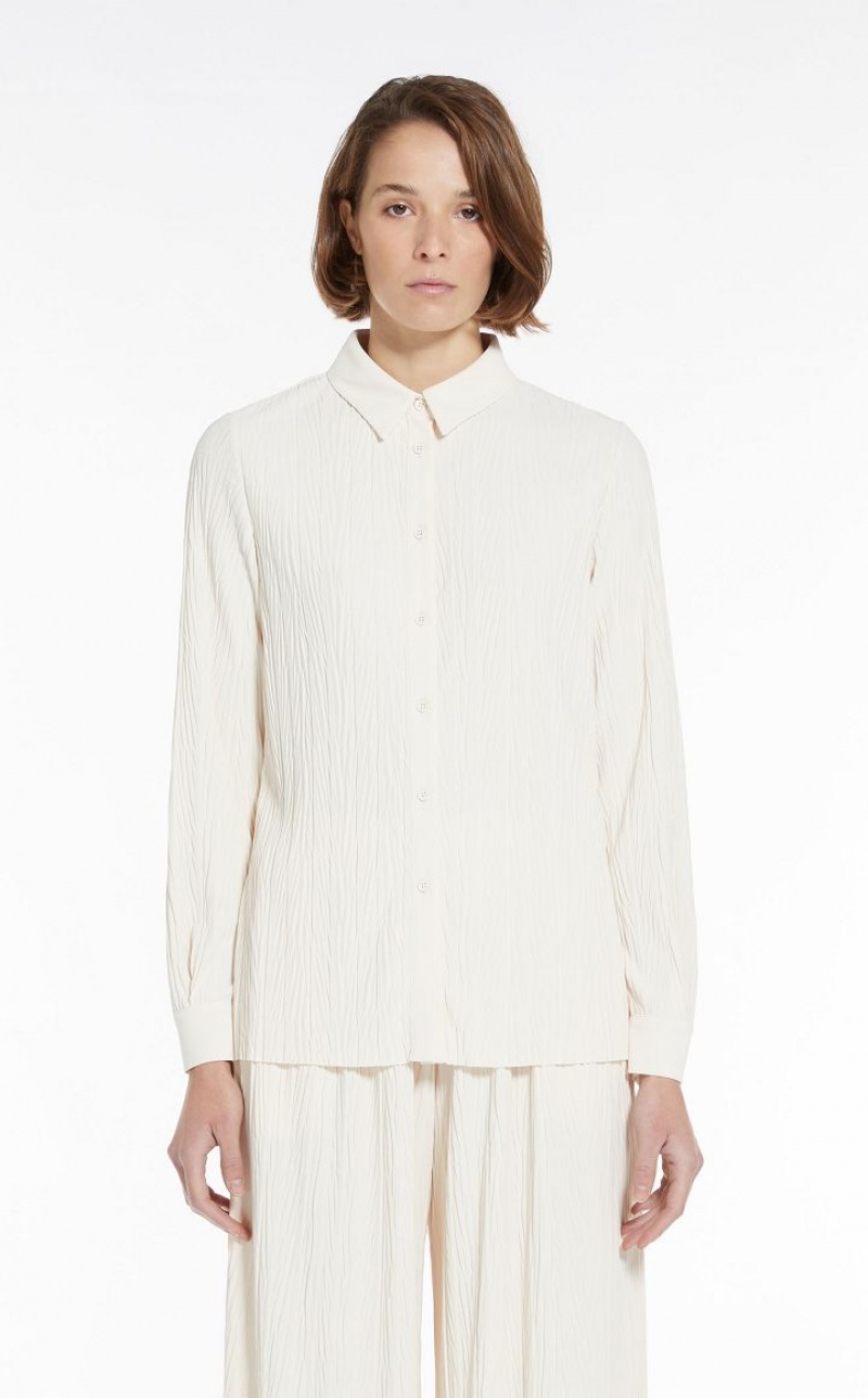 Tops Max Mara Pleated Jersey Branco | MMR593642