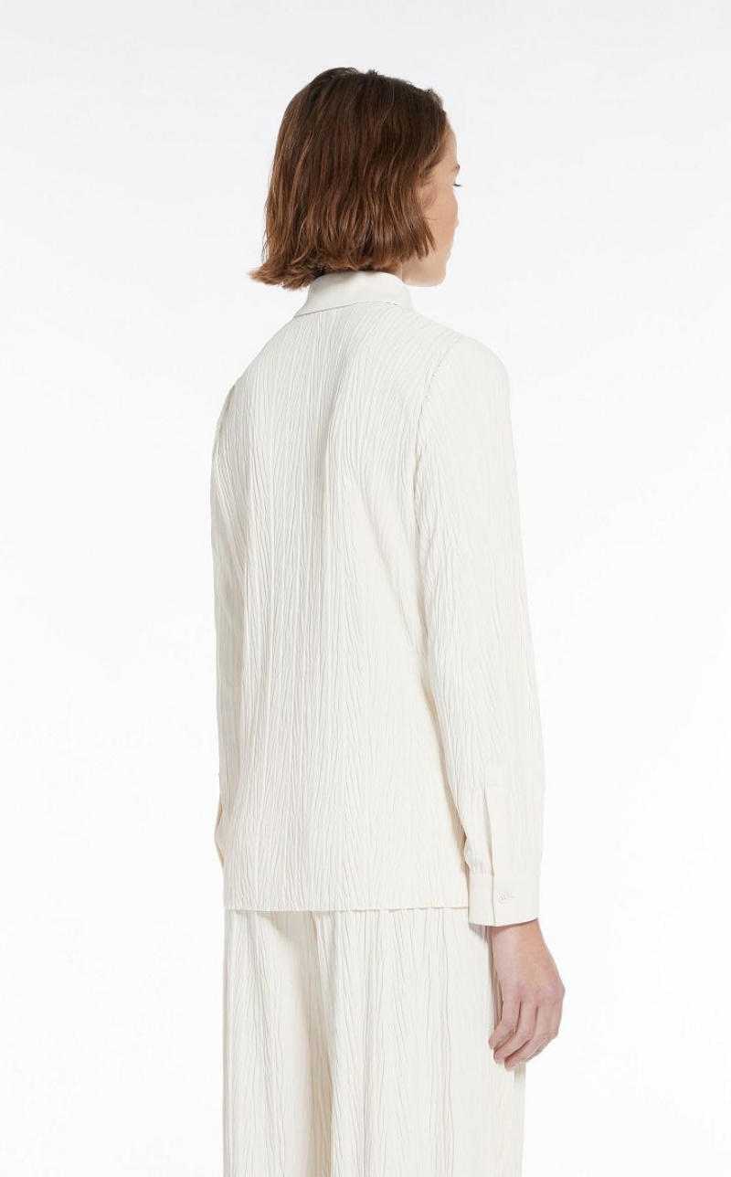 Tops Max Mara Pleated Jersey Branco | MMR593642