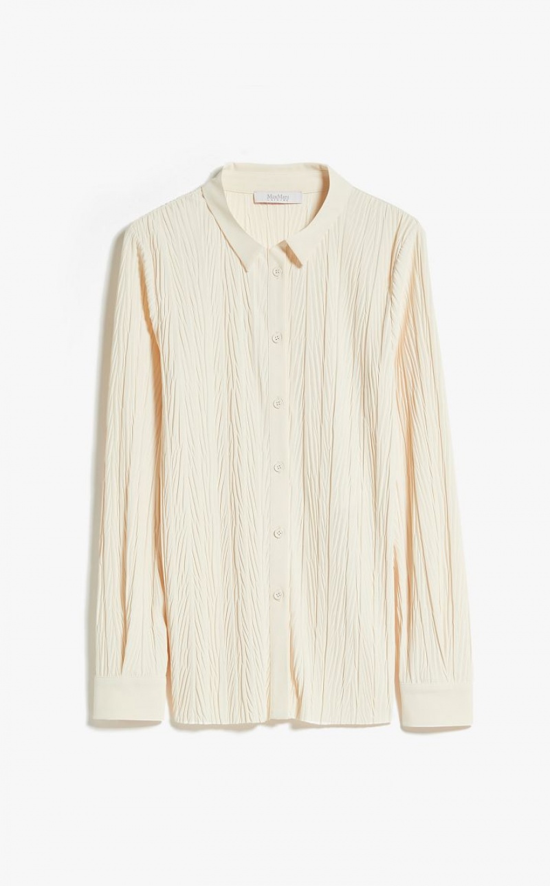 Tops Max Mara Pleated Jersey Branco | MMR593642